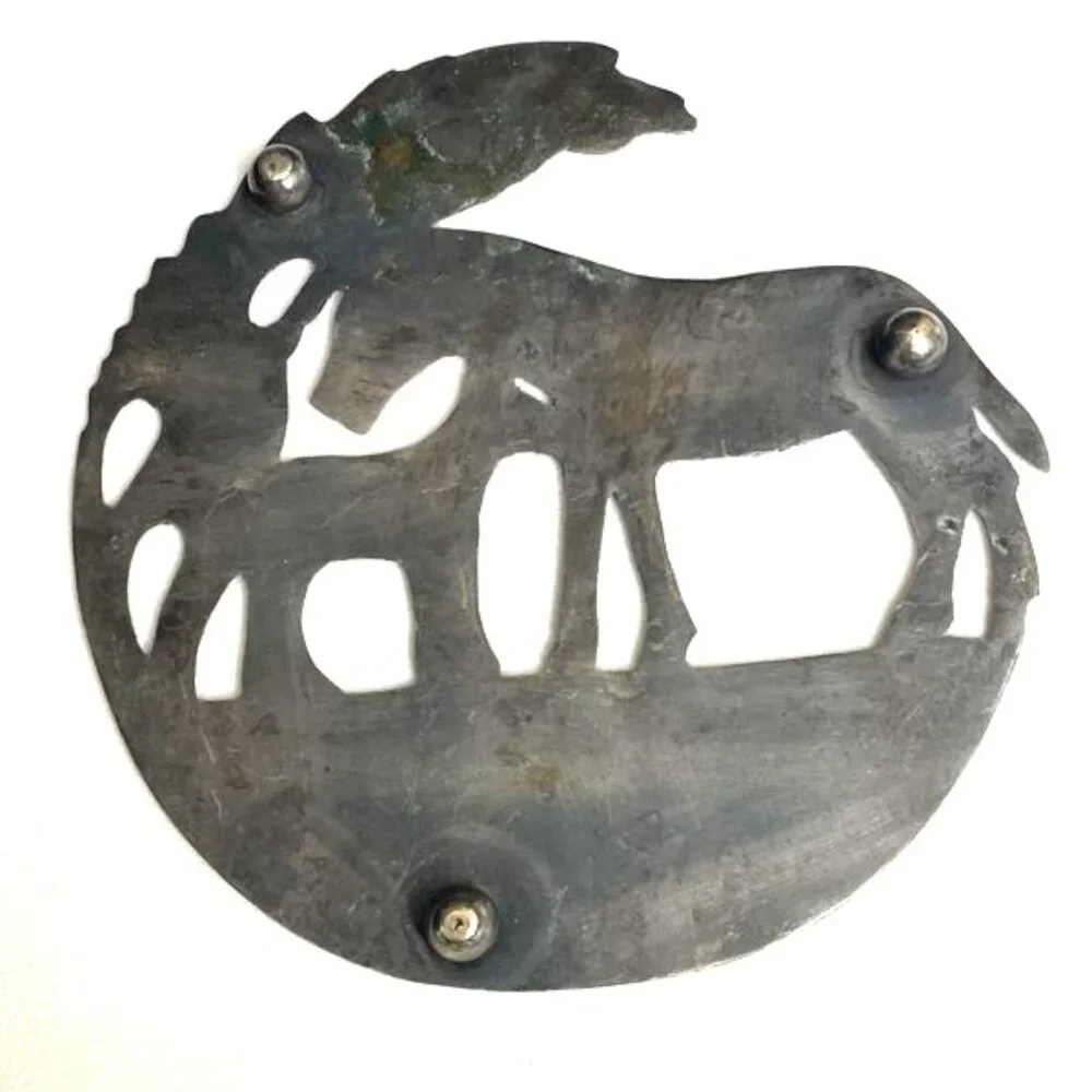 Zebra Metal Trivet‎ Adult & Baby Silver Toned Footed Safari Novelty